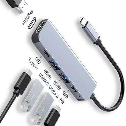 Hub USB-C 8 en 1 y base USB-C: adaptador multifunción para teléfono, PC y Mac.